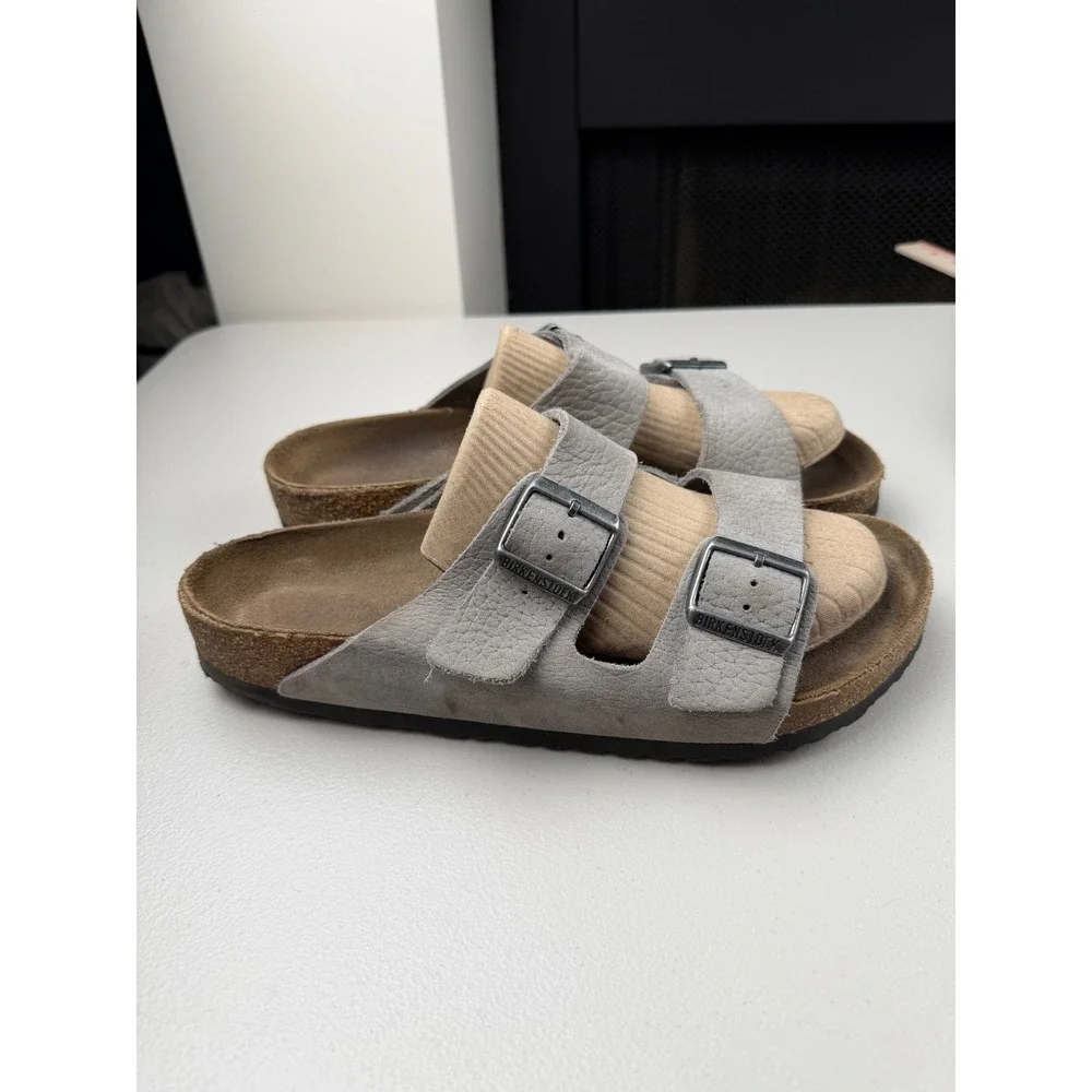 Birkenstock Arizona Soft Footbed Sandal Gray Leather Mens 42
